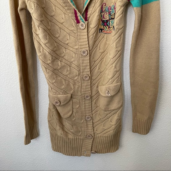 Coogie Urban Cool Cardigan Woman’s Collegiate Argyle Monogrammed Spellout Sz M - Picture 3 of 11